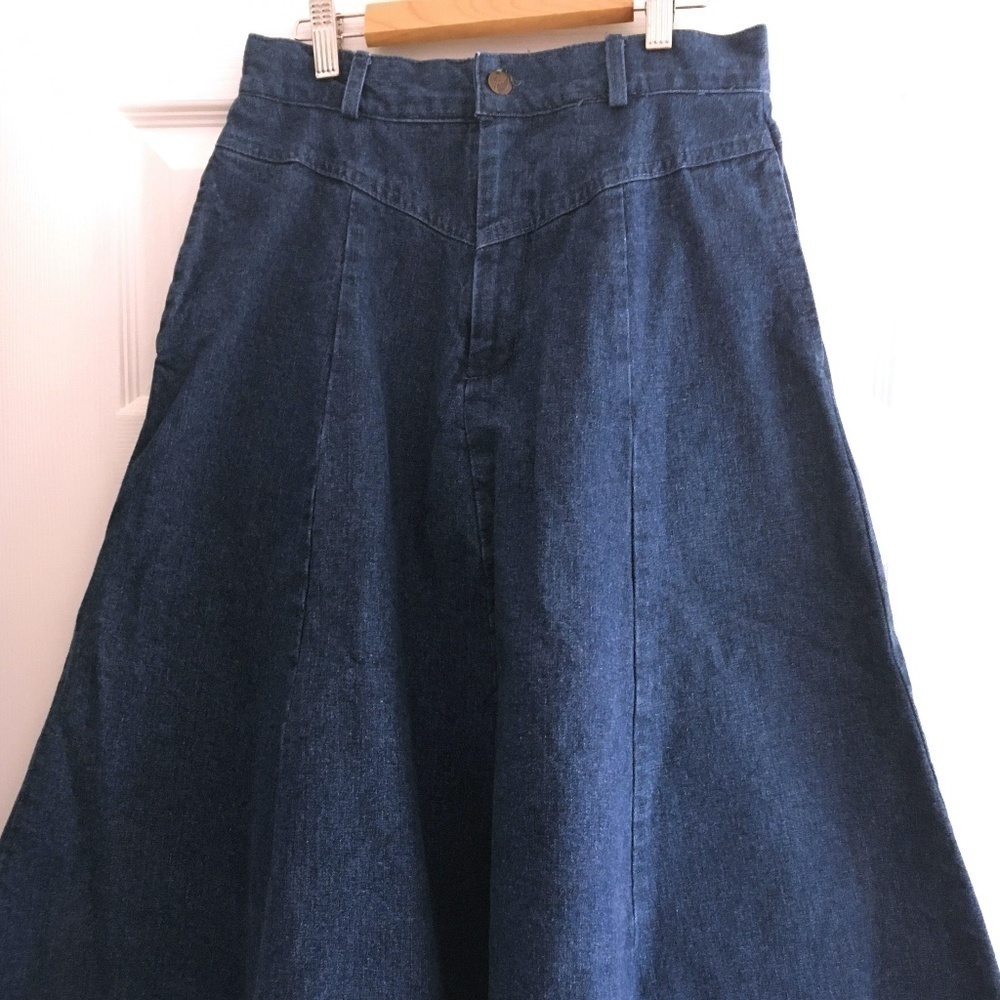 𝅺vintage Boho Hippie Denim Long Circle Skirt 2/4